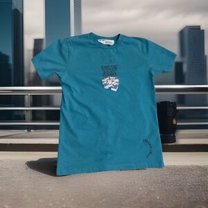 Off-White Shirt Men's Large Short Sleeve Golden Ratio Blue